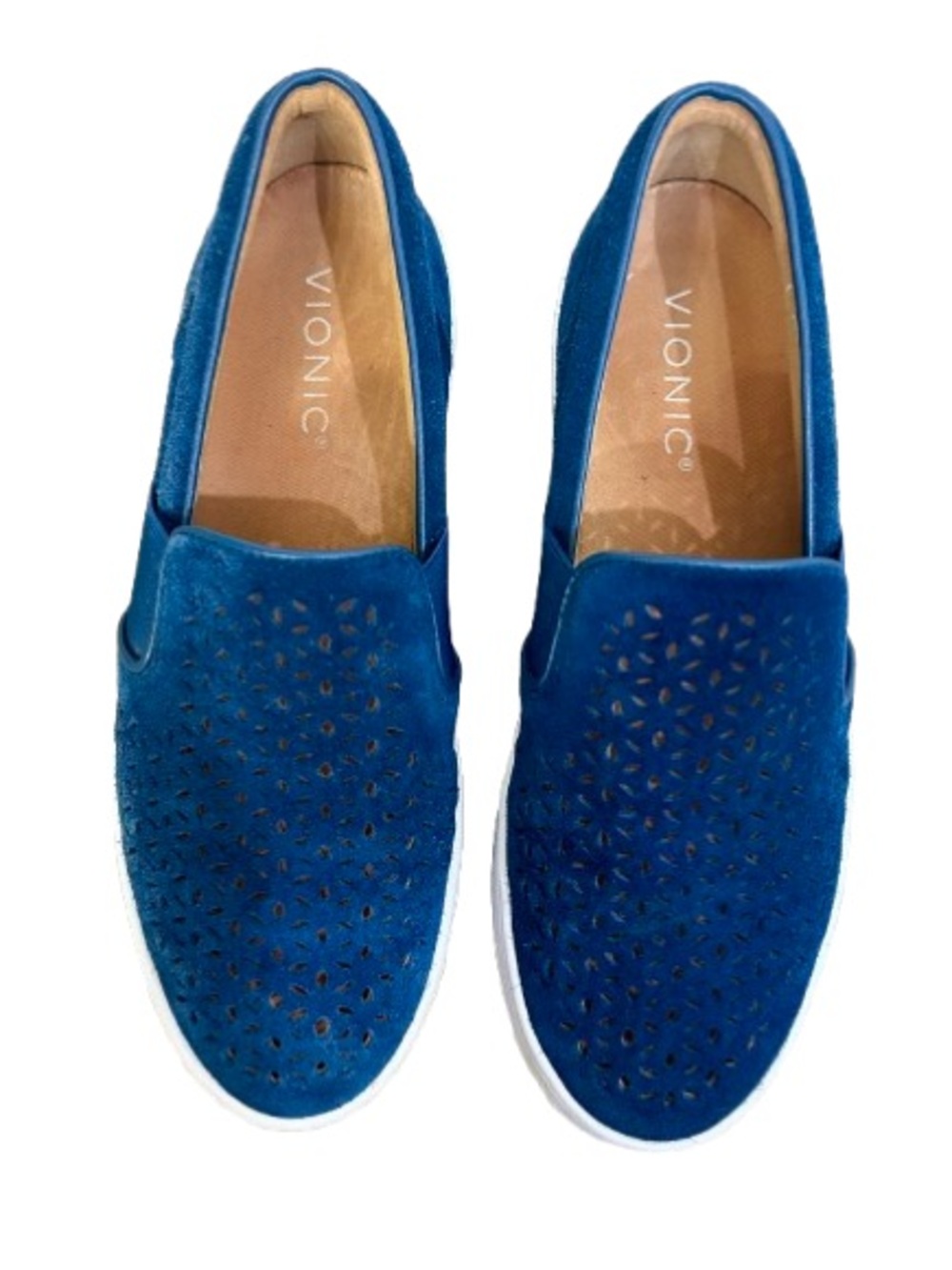 Vionic Kani Blue Suede Perforated Slip On Sneakers Size 7